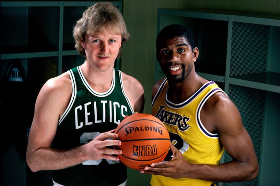 1983 Con l&#39;amico Larry Bird dei Boston Celtics (Nba)